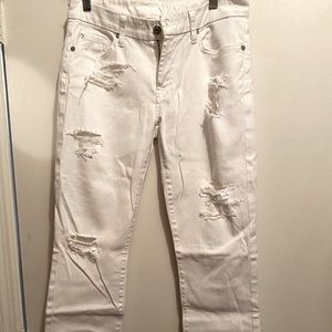 7 for all mankind destroyed white boyfriend style jeans